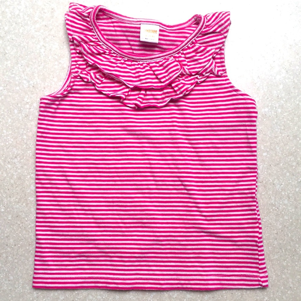 Girls 100% Cotton Pink and White Striped Top